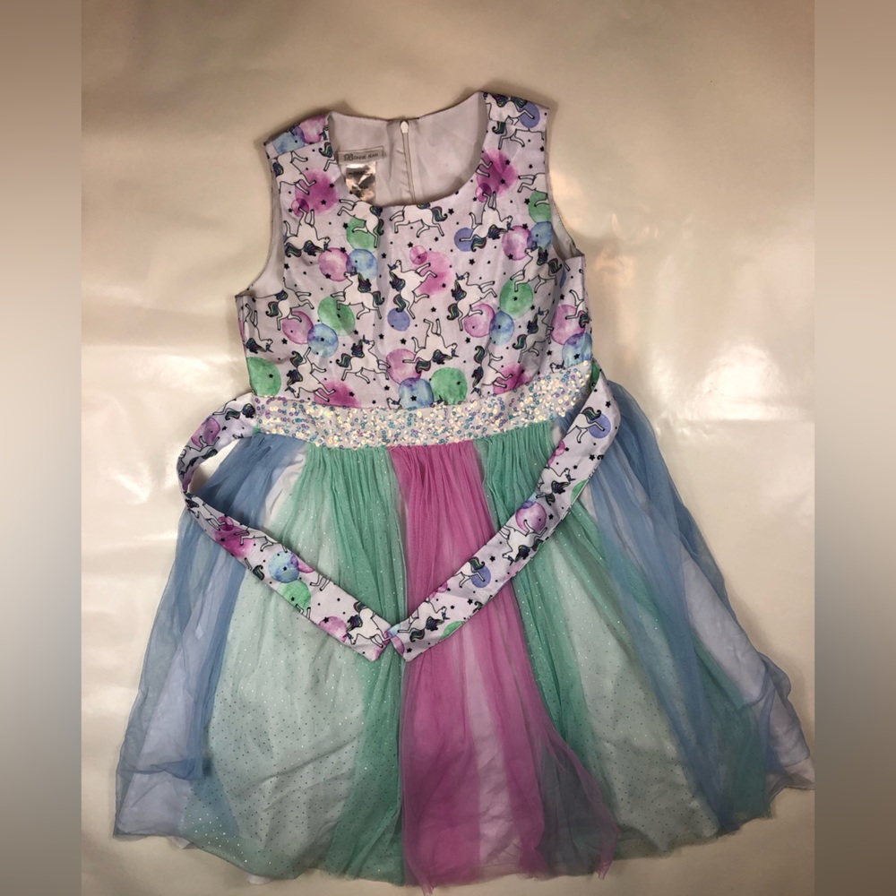 Bonnie Jean Unicorn Sequin Tie Front Dress